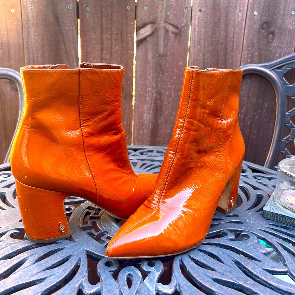 Sam Edelman size 7 orange patent leather boots
